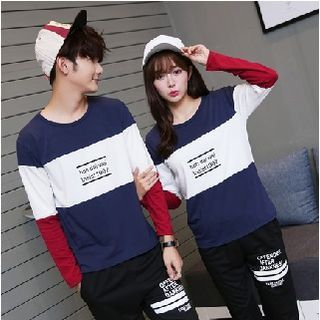 Azure Matching Couple Lettering Long-Sleeve T-Shirt