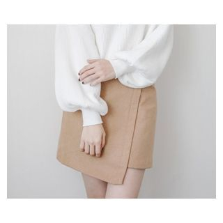 demavie Wrap-Front Asymmetric-Hem Skirt