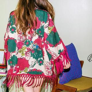 chuu Fringed Floral Kimono Jacket