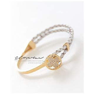 Miss21 Korea Faux-Leather Trim Metal Bracelet