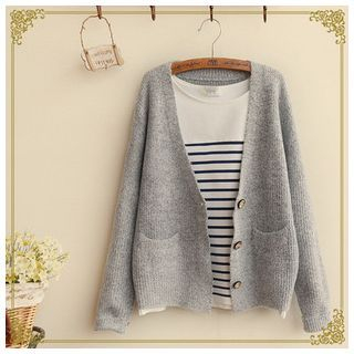 Rosadame Plain V-neck Cardigan