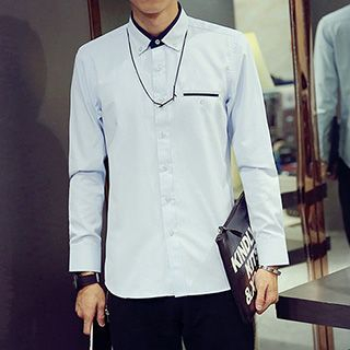Newlook Long-Sleeve Contrast-Color Shirt