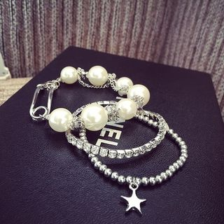 Ticoo Set of 3: Faux Pearl Bracelet