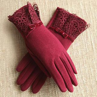 RGLT Scarves Lace-Trim Gloves