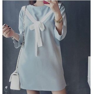 Octavia Tie-Collar Pullover Dress