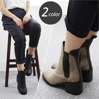 Reneve Elastic Panel Faux-Suede Ankle Boots