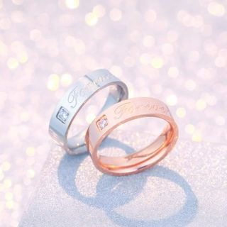 LoveGem Couple Matching Rhinestone Letter Ring