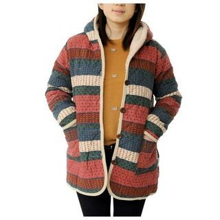 ELI Queen Stripe Fleece-lined Hooded Jacket