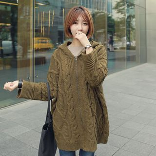 CLICK Lambswool Blend Hooded Cardigan