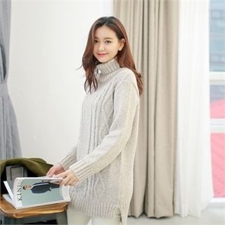 Styleberry Turtle-Neck Cable-Knit Sweater