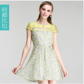 Sentubila Floral Panel Chiffon Dress