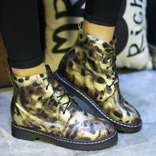 Lynnx Leopard-Print Lace-Up Ankle Boots