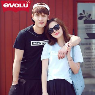 Evolu Couple Lettering Print T-Shirt