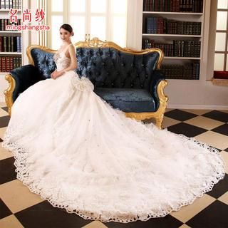 MSSBridal Sleeveless Lace Wedding Ball Gown with Train