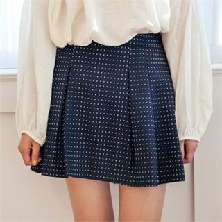 TISVIN Dotted Pleated Mini Skirt