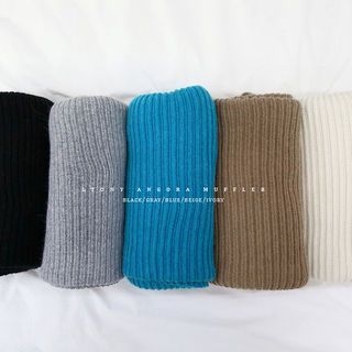 NANING9 Angora Wool Blend Rib-Knit Scarf