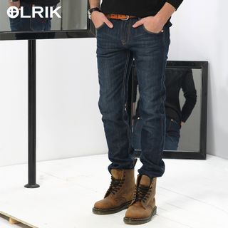 OLRIK Washed Fleece-lined Jeans