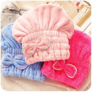 Momoi Bow Accent Hair Towel Cap