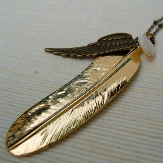 MyLittleThing Double Feathers Necklace Copper - One Size