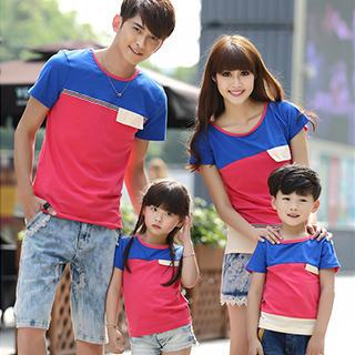 Igsoo Parents and Kids Short-Sleeve Panel T-Shirt