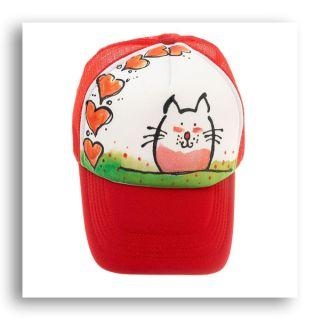 Cartoon Cat Trucker Cap - Pink