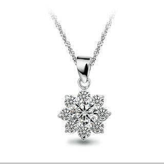 BELEC 925 Sterling Silver CZ (cubic Zirconia) Crystal Pendant with 45cm Necklace