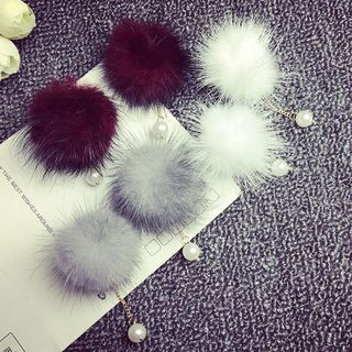 Pop Lop Furry Ball Earrings