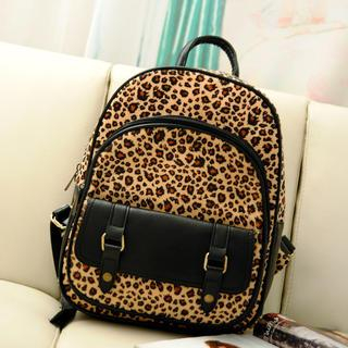 Bibiba Leopard Print Faux Leather Backpack