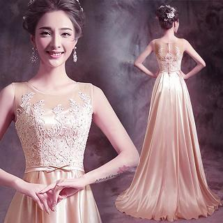 Angel Bridal Sleeveless Rhinestone Lace Evening Dress