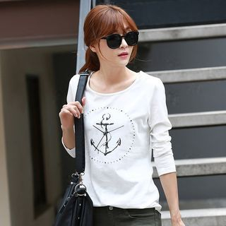 Lemonana Anchor Print Long-Sleeve T-Shirt