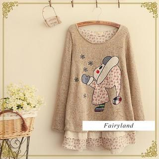 Fairyland Floral Hem Girl Appliqu  Sweater