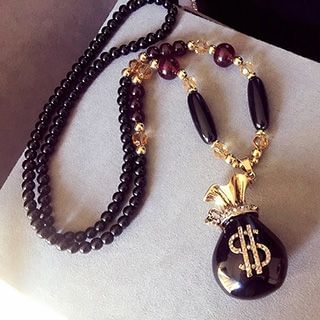 EPOQ Rhinestone Cash Bag Necklace