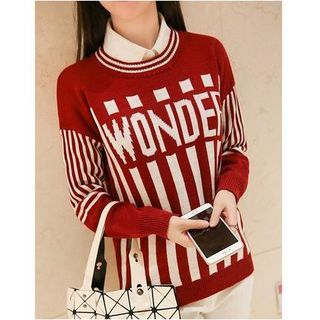Soft Luxe Striped Letter Knit Top