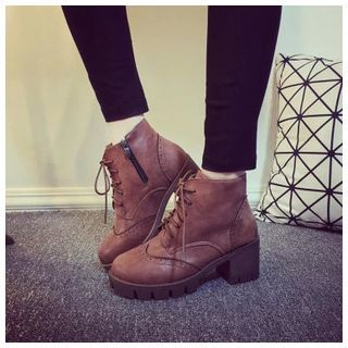 BAYO Lace-Up Platform Wingtip Ankle Boots
