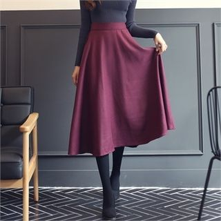 Romantic Factory Banded-Waist Zip-Side A-Line Skirt