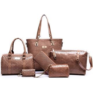 LineShow Set of 6: Patent Tote + Cross Bag + Handbag + Clutch + Pouch + Wallet