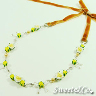 Sweet & Co. Sweet Mini Beaded Yellow Ribbon Velvet Necklace