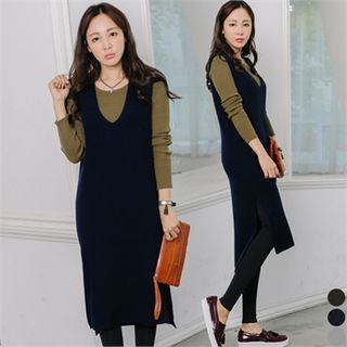 ANNINA V-Neck Wool Blend Knit Dress