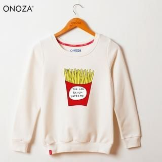 Onoza Long-Sleeve Chips-Print Lettering Pullover