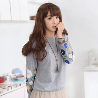 59 Seconds Floral Print-Sleeve Pullover