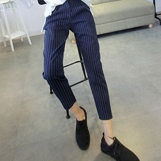 Eva Fashion Pinstriped Cropped Tapered Trousers