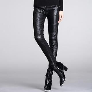 Amella Faux-Leather-Panel Skinny Pants