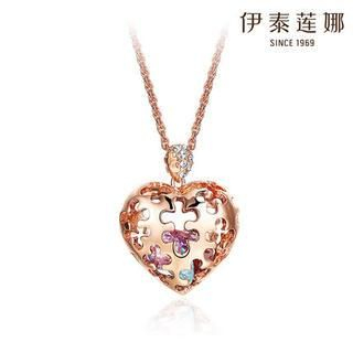Italina Swarovski Elements Crystal Perforated Heart Necklace