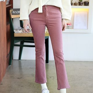 Seoul Fashion Brushed-Fleece Boots-Cut Pants