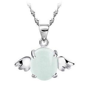 BELEC 925 Sterling Silver angel Pendant with white opal and 40cm Necklace