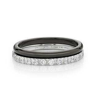 Kenny & co. Double Ring with IP Black Steel & Crystal