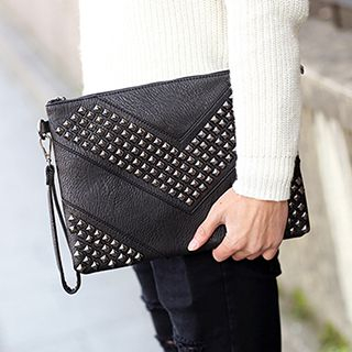 BagBuzz Faux Leather Studded Clutch