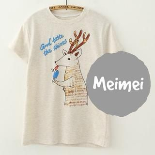 Meimei Short-Sleeve Deer Print T-Shirt