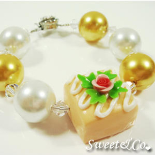 Sweet & Co. Sweet Color Rose Orange Chocolate Pearl Crystal Bracelet