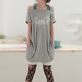 Rocho Short-Sleeve Bow Patterned T-Shirt